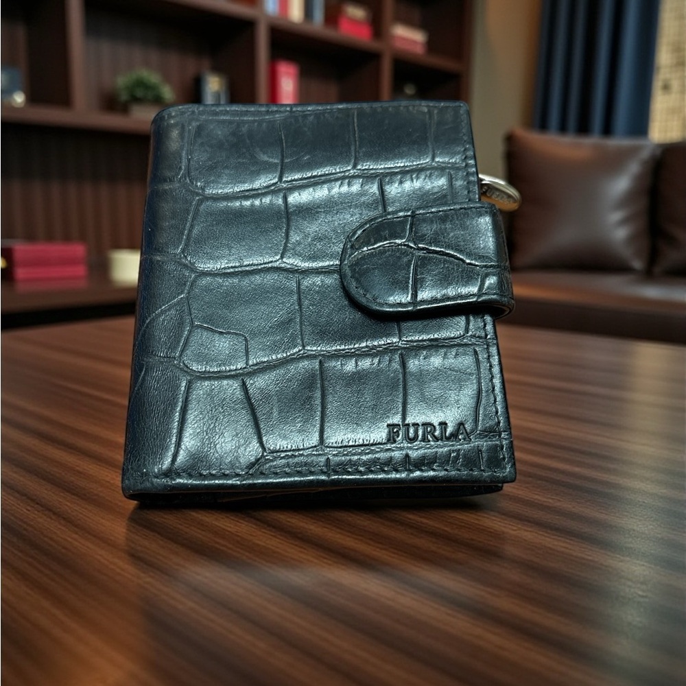 Furla Black  Croc-Embossed Wallet